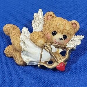 Vintage Valentines Day Brooch Teddy Bear Cupid With Bow And‎ Arrow Hat Lapel Pin
